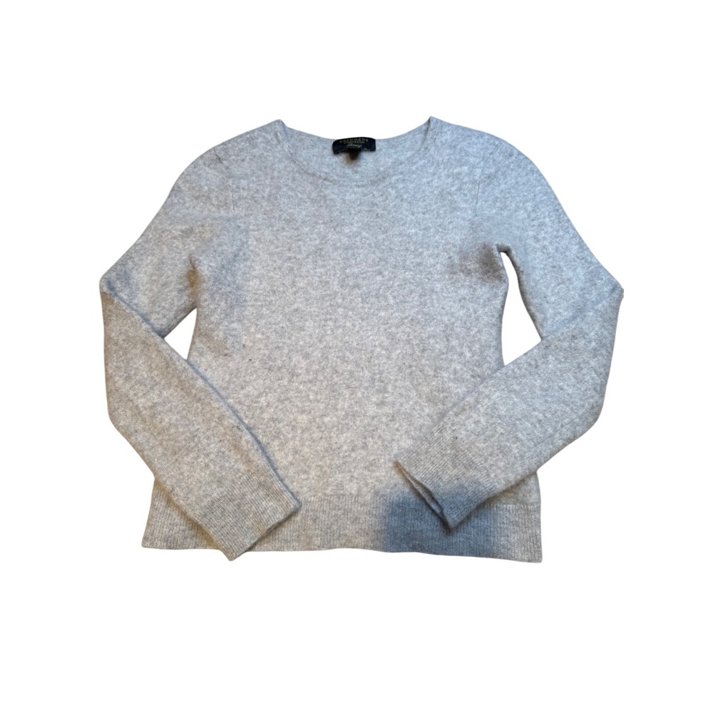 Charter Club Luxury Cashmere Sweater Light Gray Crew Neck Long Sleeve Women's L